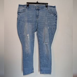 Old Navy High Rise Skinny Jeans Bleach Splatter Boyfriend Women's Size 18